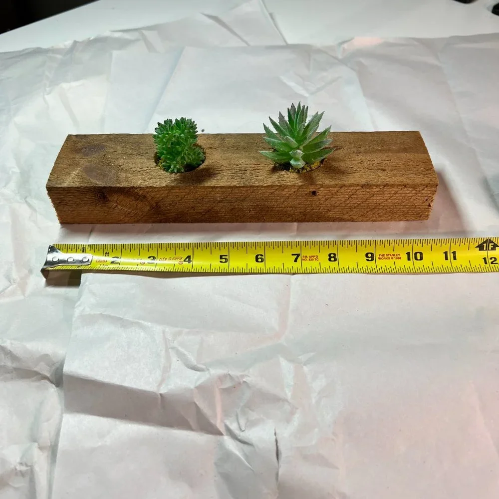 Handmade wood Piece with faux succulent